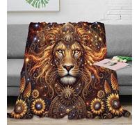 Leo Zodiac 3D Printed Dreamy Lion Flannel Throw Blanket Soft Warm Fluffy Plush Bedding for Bed Couch Sofa Gifts for Kids Teens Adults Girls All Season 50x60inch(127x152cm)