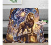 Leo Zodiac 3D Printed Fantasy Lion Flannel Bedding Throw Blanket Soft Cosy Fluffy Plush for Gifts Bed Couch Sofa for Adults Girls All Season 60x80inch(150x200cm)