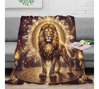 Leo Zodiac 3D Printed Fantasy Lion Flannel Plush Throw Blanket Soft Cosy Fluffy Bedding for Sofa Couch Bed Gifts for Adults Girls All Season 40x50inch(100x130cm)