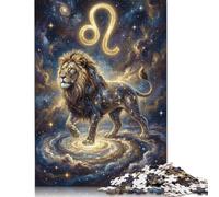 Leo Zodiac 500 Piece Wooden Jigsaw Puzzle,Gift Idea,Home Wall Decor,Wood,Whimsical Challenge,Educational Toy,Adults & Kids 14+,Stress Relief (52x38cm)