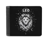 Leo Zodiac Bi-fold Men's Wallets with 6 Card Slots Slim Travel Purse Leather Money Clip