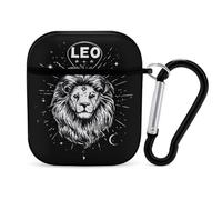 Leo Zodiac Compatible with Airpod 1/2 Case PC Scratch-Resistant Drop-Proof Protective Cover with Keychain Black-style
