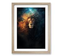 Leo Zodiac Conceptual Framed Print | A2 Oak Framed Wall Art | Ready to Hang | Modern Fantasy Picture | Living Room Bedroom Lounge Office