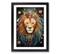 Leo Zodiac Dadaism Framed Wall Art Print, Ready to Hang Picture for Living Room Bedroom Home Office, Black A2 (48 x 66 cm)