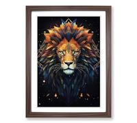 Leo Zodiac Geometric Framed Wall Art Print, Ready to Hang Picture for Living Room Bedroom Home Office, Walnut A2 (48 x 66 cm)