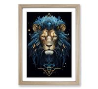 Leo Zodiac Geometric No.2 Framed Wall Art Print, Ready to Hang Picture for Living Room Bedroom Home Office, Oak A2 (48 x 66 cm)