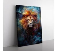Leo Zodiac Gestural Art No.2 Canvas Print for Living Room Bedroom Home Office Décor, Wall Art Picture Ready to Hang, 76x50 cm (30x20 Inch)