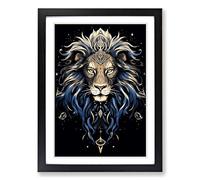 Leo Zodiac Line Framed Wall Art Print, Ready to Hang Picture for Living Room Bedroom Home Office, Black A2 (48 x 66 cm)