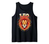 Leo Zodiac Lion Head Graffiti Fiery Pride Cosmic Retro Tank Top
