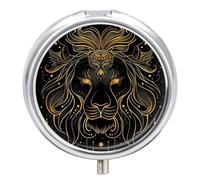 Leo Zodiac Sign Pill Case Box with 3 Compartment Medicine Vitamin Organizer for Purse Pocket 5x5cm