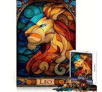 Leo Zodiac Sign Stained Glass Art 1000 Piece Jigsaw Puzzle for Adults Stress Relief Play Anxiety Relief Hard Challenge Wall Art (38x26cm)
