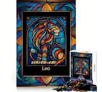 Leo Zodiac Sign Stained Glass Art Jigsaw Puzzle 1000 Piece Calm Game Serene Game Joyful Challenge (38x52cm)