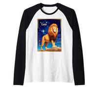 Leo Zodiac Sign Under a Starry Sky Raglan Baseball Tee