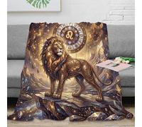 Leo Zodiac Soft 3D Printed Fantasy Lion Flannel Blanket Throw Fluffy Warm Plush Bedding for Bed Couch Sofa Gifts for Kids Teens Adults Girls All Season 80x90inch(200x230cm)