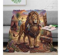 Leo Zodiac Soft Fluffy 3D Printed Bohemia Lion Flannel Blanket Throw Warm Plush Bedding for Bed Couch Sofa Gifts for Kids Teens Adults Boys All Season 70x80inch(180x200cm)
