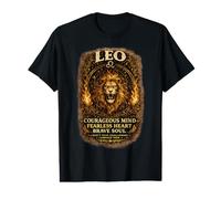 Leo Zodiac Vintage Courageous Mind Fearless Heart Value Graphic T-Shirt