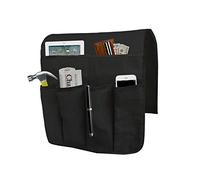 LEOANITTY Large Couch Organiser Caddy, Sofa Armrest Storage Organizer, Anti-Slip Armchair Storage Bag, Anti-slip Sofa Armrest Storage Bag with 6 Pockets for Magazine, Books, Cell Phone, iPad (Black)