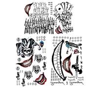 Leoars Fake Joker Temporary Tattoos, 3-Sheet Full Body Bundle Suicide Squad Joker Cosplay Temporary Tattoo Sticker Cosplay Props Costume for Halloween Masquerade Party