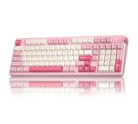 LEOBOG A98 Wireless Mechanical Keyboard, Tri-Mode BT5.0/2.4GHz/USB-C, Creamy Keyboard with Number Pad, Gasket Structure Hot Swappable, PBT Keycaps, RGB Backlit Pink Gaming Keyboard with Knob for PC