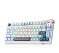 LEOBOG x Aula AU75 Wireless Keyboard, 81 Keys Gaming Keyboard with Knob, 3 Modes Bluetooth/2.4GHz/USB-C Mechanical Hot Swappable RGB Backlit Custom PBT Keycap for Windows/Mac - Blue