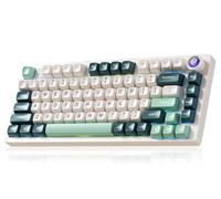 LEOBOG x Aula HI75C Pro PC Gaming Aluminum Alloy Keyboard,Bluetooth/USB-C/Wireless Tri-Modes Mechanical Keyboards,Hot Swappable Green Creamy Keyboard with Ice Vein Switch for Windows/Mac/Tablet Gamer