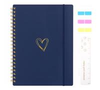 leobray A4 Lined Spiral Journal Notebook for Women & Men,Plastic Hardcover Wirebound Spiral Notebook for Writing,110 Pages College-Ruled Paper Notepad for Work & Note Taking (Blue, A4)