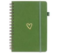 leobray A5 Lined Spiral Journal Notebook for Women & Men,PU Leather Hardcover Wirebound Spiral Notebook 200 Pages for Writing,College-Ruled Paper Notepad for Work & Note Taking (Green)
