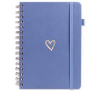leobray A5 Lined Spiral Journal Notebook for Women & Men,PU Leather Hardcover Wirebound Spiral Notebook 200 Pages for Writing,College-Ruled Paper Notepad for Work & Note Taking (Blue)