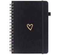 leobray A5 Lined Spiral Journal Notebook for Women & Men,PU Leather Hardcover Wirebound Spiral Notebook 200 Pages for Writing,College-Ruled Paper Notepad for Work & Note Taking (Black)