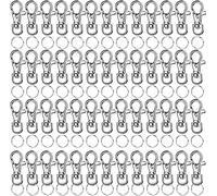 LEOBRO 120Pcs Lobster Clasps with Key Ring, Keyring Making Kit 60PCS Metal Lobster Clasp Swivel and 60PCS Key Ring Hoop for Keychains, Jewellery Making, Lanyard, Key, Charm, Art Crafts…