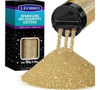 LEOBRO 150g/5.29oz Glitter, Extra Fine Glitter, Resin Glitter Powder, Fine Glitter for Crafts, Bulk Metallic Craft Glitter for Resin, Christmas Glitter Tumbler DIY Crafts, Champagne Gold Glitter 0.2MM