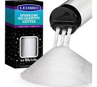 LEOBRO 150G/5.29OZ White Ultra Fine Glitter 0.2MM for Resin Art, DIY Crafts, Body Nail, Festival and Christmas Decoration