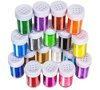 LEOBRO 18 Pack Glitter Shake Jar, Multi Assorted Set Extra Fine Glitter for Crafts Resin Nail Art Tumbler Scrapbook Slime Jewelry Making, 15g/ Bottle, Total 270g