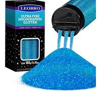 LEOBRO 180G/6.35OZ Holographic Ultra Fine Glitter, 1/128" Metallic Iridescent Powder Sequins Flakes for Resin Tumblers, Hair, Face, Body, Nail Art Crafts - Blue
