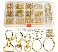 LEOBRO 265PCS Gold Lobster Claw Clasps and Key Rings Kit Metal Keychains and Key Chains in Assorted Sizes for Keys, Crafts, and Lanyards