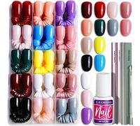 LEOBRO 360Pcs Short Press on Nails Short, Oval Press on nails Short Almond Fake nails, Press on Nails with Nail Glue,False Nails Lightweight Nail Tips Full Cover 12 Sizes