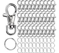 LEOBRO 60PCS Metal Swivel Snap Hooks and Key Rings, 30PCS Small Lobster Claw Keychains Clasps and 30PCS Key Chain Ring for Keychain Clip, Key, Jewelry Making, Art Crafts, Silver