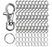 LEOBRO 60Pcs Swivel Lobster Clasps, Key Rings, 30PCS Lobster Clasps and 30PCS Key Ring Hoops, Swivel Lanyard Snap Hooks for Crafts