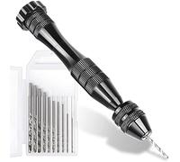 LEOBRO Hand Drill for Resin Molds, 12 cm Black Mini Pin Vise with 10 PCS Steel Drill Bits (0.8-3mm), for Crafts Drilling Holes in Resin Epoxy Clay Wood, Jewellery Making, Model Making