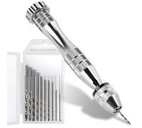 LEOBRO Hand Drill, Steel Pin Vise with 10 PCS Small Drill Bits (0.8 mm-3 mm), for Resin, Wood, Clay, DIY Crafts Keychains Jewelry Making