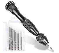 LEOBRO LL-Z-037 Hand Drill for Resin Moulds, 12 cm, Black Vice with 10 Steel Drill Bits (0.8-3mm) for Drilling Holes in Resin, Epoxy, Polymer Clay, Wood, Jewelry Making, Keyrings