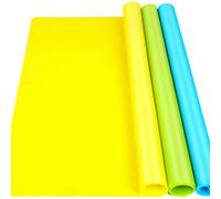 LEOBRO Silicone Sheet for Resin Moulds, 3 Pack A3 Extra Large, 30cm x 40cm Crafts Mat, Heat-Resistant, Blue, Yellow, Green