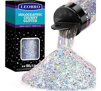 LEOBRO Silver Chunky Glitter 160G/5.64OZ, Craft Glitter for Resin Festival Cosmetic Flakes Sequins for Body, Face, Crafts