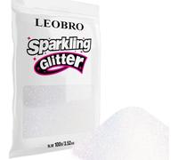 LEOBRO White Glitter, 100g / 3.5 oz Iridescent Fine Glitter for Crafts, Resin, DIY Jewelry Keychains Flowers Party Decorations, Iridescent Bluish White