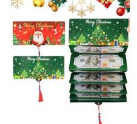 Leocfy 2PCS Christmas Money Holder for Cash, Money Christmas Gift Card Holder with 10 Slots, Surprise Christmas Gift for Kids Teen Girls Boys Women Men Mom Dad(Red+Green)