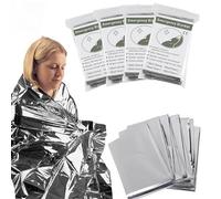 Leocfy 4Pack Outdoor Aluminum Foil Warming Blanket for Wilderness Survival, Camping, Easy Tenting - Rain and Sun Protection - Reflective Warming First Aid Aluminum Foil Blanket (Silver)