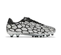 LEOCI Mens Football Boots Trainers Womens Rugby Shoes Artificial Firm Ground Outdoor Comfort Soccer Cleats Silver Black