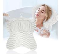LEODERA Bath Pillow White L - Bath Pillow for Bathtub - Ergonomic Neck Pillow for the Bath - Bath Pillow with 6 Extra Strong Suction Cups - Bath Accessories