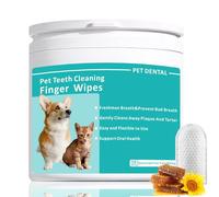 Leoezx Pet Tooth Cleaning Finger Wipes (50Pcs),Dog Teeth Cleaning Wipes,Dog Dental Cleaning Finger Sleeves,Reduces Plaque & Freshens Breath,Freshens Breath, Safe and Natural