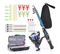 LEOFISHING Light Weight Kids Fishing Pole Telescopic Fishing Rod and Reel Combos with Full Kits Lure Case and Carry Bag for Youth Fishing and Beginner 130CM Blue (Blue, 130cm)